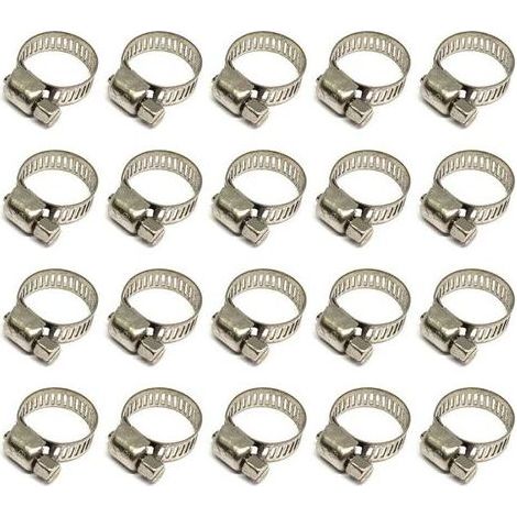 Lot de 20 Colliers de Serrage Réglables en Acier Inoxydable 304 pour Tuyaux 12-20mm, Fixation Robuste pour Conduites d'Eau, Gaz, Câbles et Robinetterie (1/4)