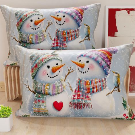 Paire de Housses de Coussin en Microfibre 50x80 cm, Coussins Décoratifs de Noël pour Chambre, Canapé, Salon, Lot de 2 Housses de Coussin, Taie d'oreiller de Noël 7