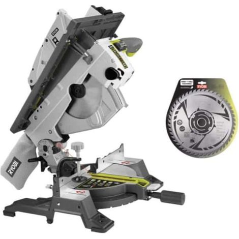 Pack RYOBI sega circolare e troncatrice elettrica 1800W 254mm RTMS1800-G - lama in metallo duro per troncatrici 254mm SB