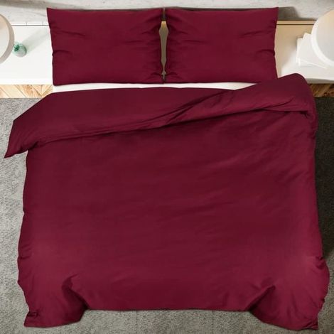 Ensemble de housse de couette - ZERONE - DA007 - Microfibre - 200x220 cm - Bordeaux (1/4)