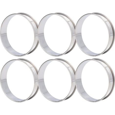 Lot de 6 cercles à crumpets double volume, faciles à creuser, en acier inoxydable, pour muffins anglais, 10 cm / 3,9 pouces. (1/5)