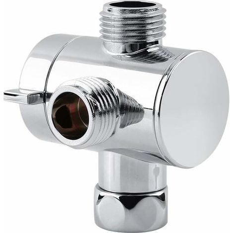 Inverseur Robinet Douche De Pommeau De Douche Multifonctionnel À 3 Voies, Adaptateur De Pommeau De Douche pour Bras De Douche Monté, G1 / 2"pièces De Rechange De Robinet en T pour Lavabo De Cui (1/5)