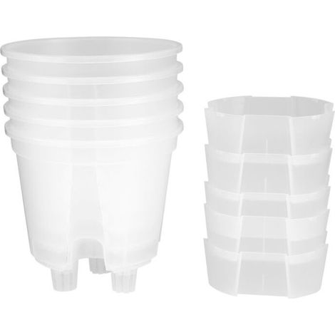 Pots de Jardin Transparents 6 Pouces avec Arrosage Automatique Lot de 5 avec Réservoir Profond (1/4)
