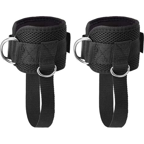 Noir Ankle Straps, Sangles de Cheville, Sangle Cheville Musculation Poulie, Sangle de Cheville Réglable Gymnastique, Sangles Cheville Musculation
