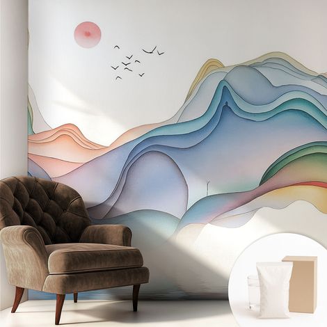 Tapete Vliestapete mit Kleber - Wanddekoration - Wandfolie - 3D Tapete Wand - Wohnungsdeko Traumlandschaft 250x250 cm (1/5)
