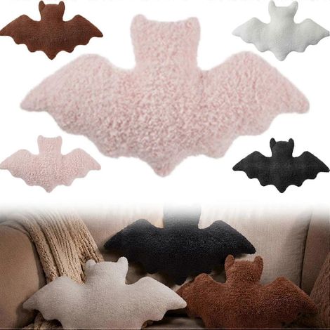 Coussin chauve-souris, décoration d'Halloween pour l'intérieur, housses cadeaux pour adultes, noir Coussins chauve-souris gothiques noirs, coussins en peluche, cadeaux de décoration pour les fêtes (1/5)