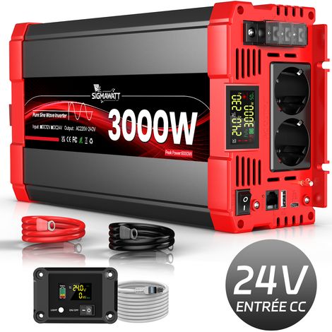 Onduleur pur sinus 24V vers 230V, 3000W continu 6000W crête, onduleur solaire hors réseau (1/5)