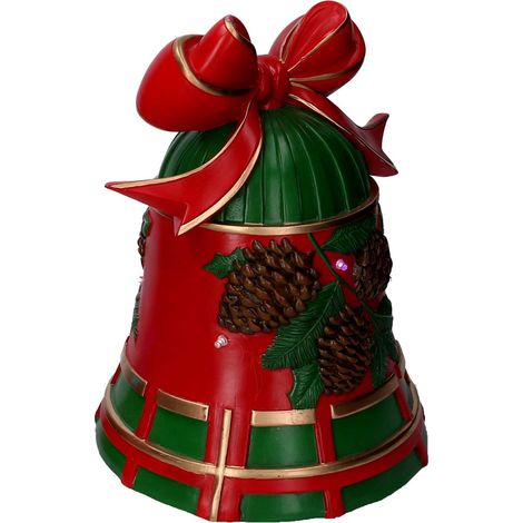 Campana resina pigne rosso e verde con led cm 25x24xh33 (1/3)