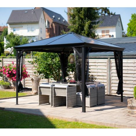 Sojag Aluminium Pavillon Verona 1010 incl. moustiquaire Anthracite 298x298x260 cm (1/5)