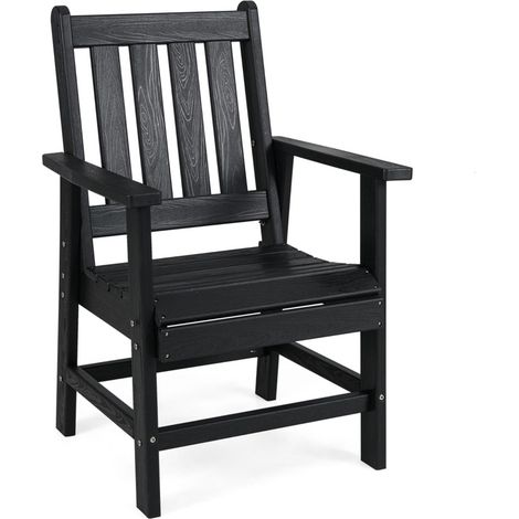 Sedia esterno HDPE resistente intemperie braccioli Poltrona adirondack effetto legno giardino Nero (1/3)