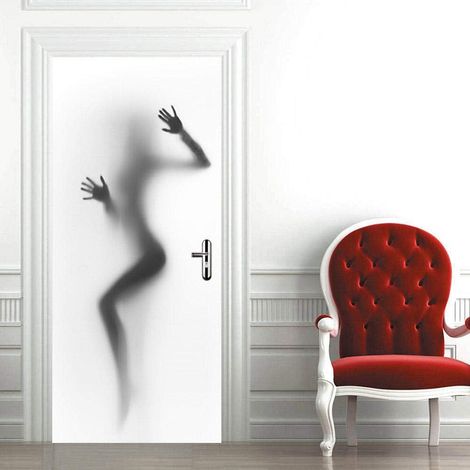 Autocollant de porte 77 cm x 200 cm salle de bain femme affiche de porte papier peint de porte autocollant de porte trompe l'oeil 3D Ef (1/5)