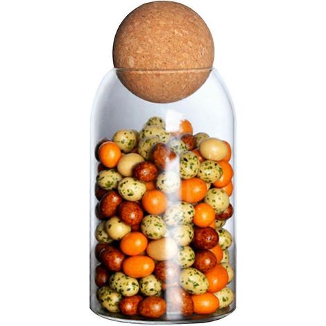Bocal de rangement en verre sans plomb de 500 ml avec bouchon à bille et couvercle (1/5)