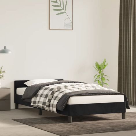 Lit adulte avec tête de lit,Lit simple Cadre de lit Noir 100x200 cm Velours MEMV781237 (1/5)