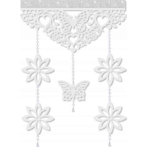 D91 Moderner Vorhang mit Schmetterlingen und Blumen, glamouröses Lochmuster, 60x90