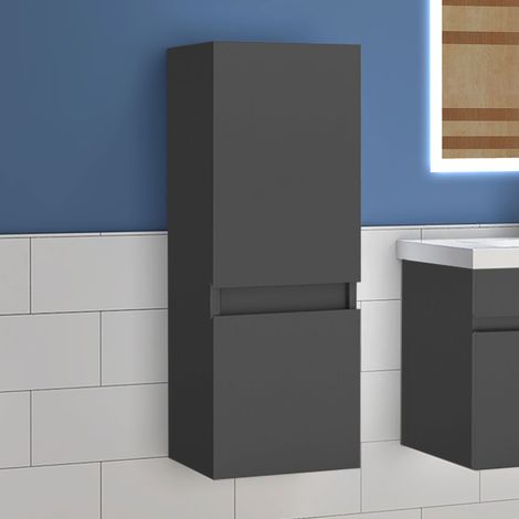 Acezanble – Colonne de salle de bain anthracite 30x30x83 cm – 2 portes à fermeture silencieuse – Structure en MDF respectueuse de l'environnement (1/5)