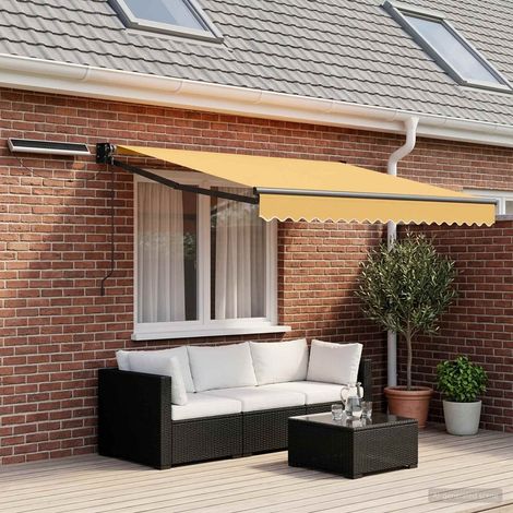 Store banne électrique rétractable avec panneau solaire et télécommande polyester sable, 18.32kg - PANGIVO (1/4)