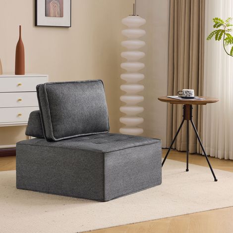 Canapés simples, ensembles de sièges et fauteuils en lin naturel pour le salon et la chambre à coucher - Gris (1/5)