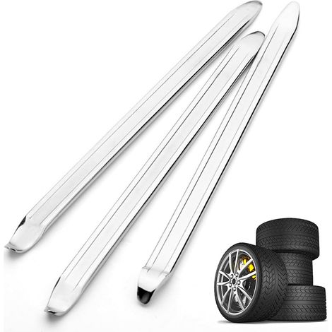 3-teiliger Reifenheber für Roller, 30 cm Reifenheber für Elektroroller aus Manganstahl, Motorrad-Reifenheber zum Reifenwechsel an Auto, Fahrrad, Motorrad, Fahrrad (Silber) (1/5)