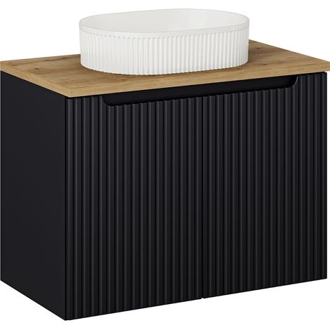 Waschtisch 80cm Riva, Schwarz und Holzoptik