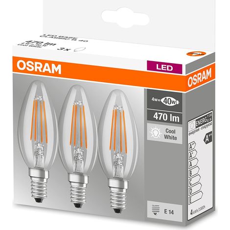 Osram Bombilla LED Llama Vidrio Claro E14 4W 4000K (1/3)