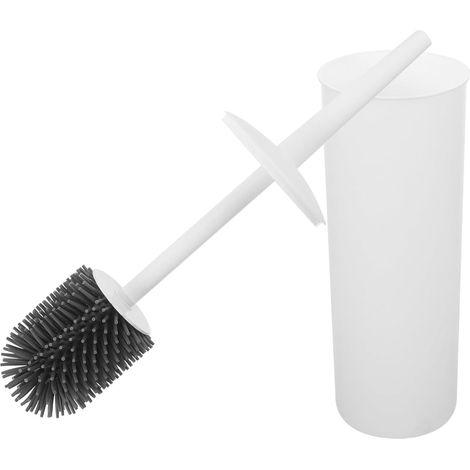 Brosse de toilette , nettoyage salle bain avec long manche en silicone et plastique , forme simple ,