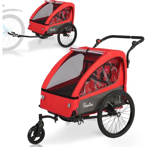 Sepnine BT920 Remorque Vélo Enfants – 2 Places, Pliable, Rouge (1/5)