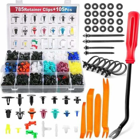 890 Pièces Rivet Clips Plastique, Clips Voiture, Rivet Plastique Fixation de Protection pour Auto Voitures Panneaux de Portes