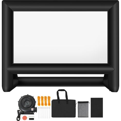 Mophorn Aufblasbare Filmleinwand für Projektionen, 600D-Material, tragbare Leinwand mit Aufbewahrungstasche, 16:9 Format, ideal für Heimkino, Themenpartys und Poolunterhaltung (476 x 200 x 378 cm)