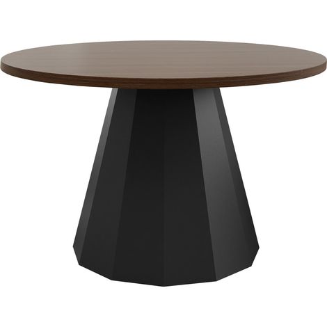 Mesa de centro Oswego 139, Negro + Nogal, 45x0x0cm, Diámetro: 75, Aglomerado laminado, Redonda