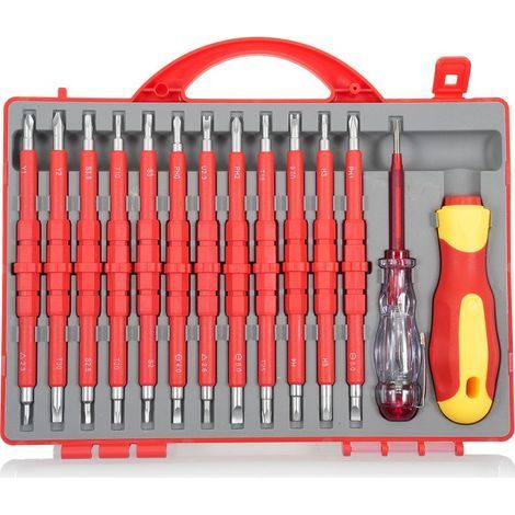 PENGGONG 9714B 500V Isolierter Schraubendreher-Satz, 12-teilig, Doppelwerkzeug mit rutschfestem Griff, All-in-One Premium Profi-Teststift (1/5)