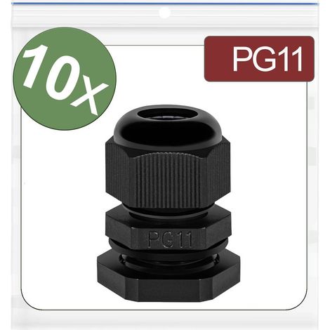 Quadrios 24CA380 Pressacavo filettato PG11 Poliammide Nero 10 pz.