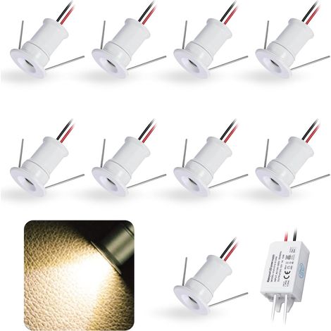 Mini Spot LED Encastrable 12V 1W IP65 9pcs Ø15-18mm Blanc Chaud 3000K 30° (1/5)