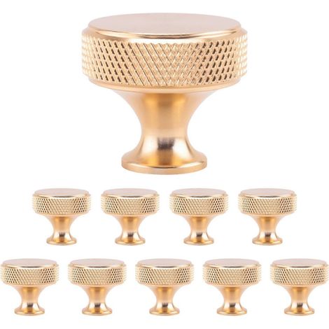 Lot de 10 boutons de meuble ronds moletés en bronze champagne pour tiroirs, commodes, placards et armoires de cuisine (1/5)