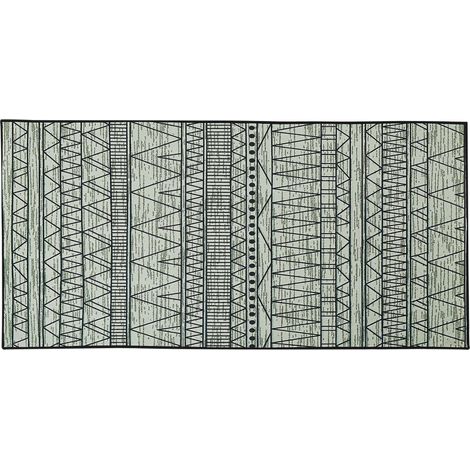 Alfombra negra y gris de poliéster 80 x 150 cm pelo corto patrón geométrico Keban (1/5)