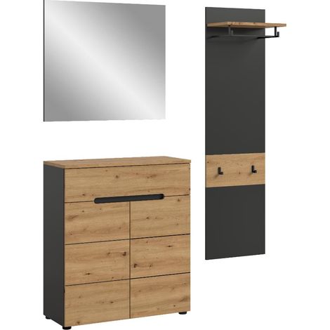 Canu Garderobenmöbel Set C26 Eiche Dekor, grau.