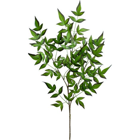 Branche de feuille artificielle, tige de verdure décorative, plante en tissu de soie, fil de fer, vert foncé (1/5)