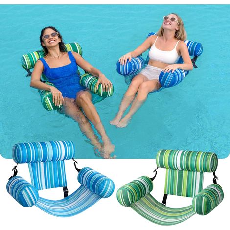 Lot 2 chaises hamac – Dossier et appui-tête réglables – Tissu premium – Coussins flottants intégrés – Pliage compact – Pour piscine, plage, jardin, camping – Durable – Confort de resort (1/4)