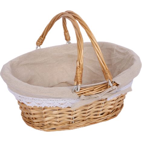 Eosnow Gewebter Korb, klappbarer Griff, tragbar, umweltfreundlich, Rattan, Picknick, für Badezimmer, Geschenk