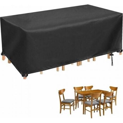 Housse pour table et chaises de jardin, compatible avec le mobilier de jardin rectangulaire, imperméable, en tissu Oxford, dimensions : 280 x 204 x 106 cm (1/4)
