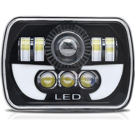 1 phare LED de 7 pouces 7x6 ou 5x7 avec faisceau haut/bas et DRL 180W IP67 étanche de remplacement pour Jeep Wrangler YJ Cherokee XJ Comanche MJ Chevrolet GMC plus (1/5)
