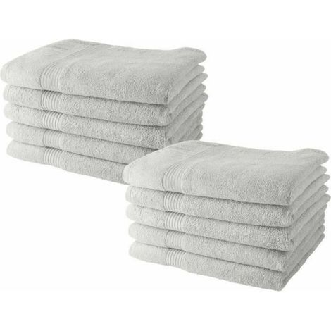 Lot de 10 serviettes de Toilette TODAY 50x90 cm 100% Coton - Craie