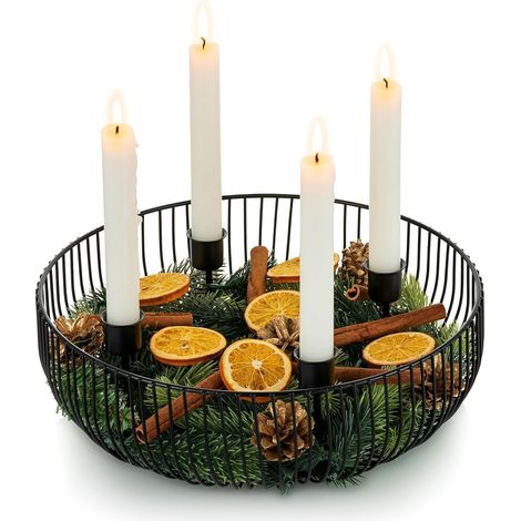 Ghirlanda Avvento Candele Metallo Moderna Nero 30 cm (1/5)