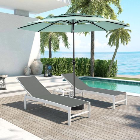 Sombrilla jardín 10FT inclinable de acero verde OKMYHOME (1/3)