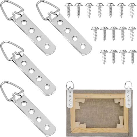 4 Pièces Cintres Pour Tableaux Lourds,Crochets Anneaux en D,Accroche Tableau Avec 48 Pièces Vis Crochet Pour Cadre Photo Kit,Accroche Cadre Pour Suspendre Des Cadres D'Œuvres D'art (1/5)