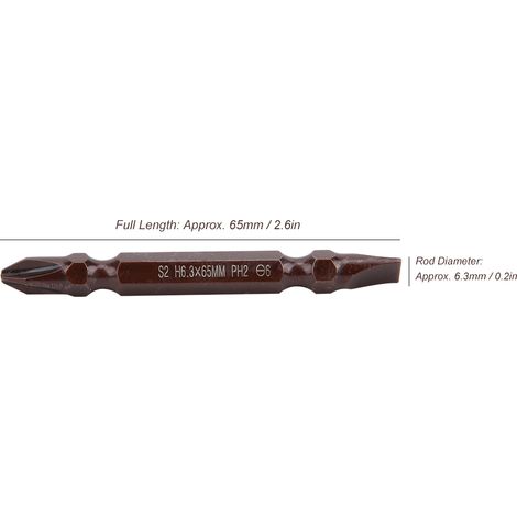 10 embouts de tournevis doubles H6,3 x 65 mm, S2 H6,3 x 65 x PH2/SL6 (rouge chaud) (1/5)