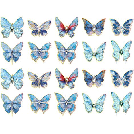 20 Autocollants Papillon Laser Dorés pour Scrapbooking, Journal, Album Photo, Cadeaux DIY (1/5)