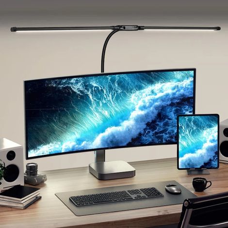 LED-Schreibtischlampe LittleDomi, schwenkbarer Arm mit Klemme, höhenverstellbar, 3 Beleuchtungsmodi, 10 Helligkeitsstufen, Memory-Funktion, Augenschutz, 630–1200 lm, 5500–6000 K, für Architekten, Büro (1/5)