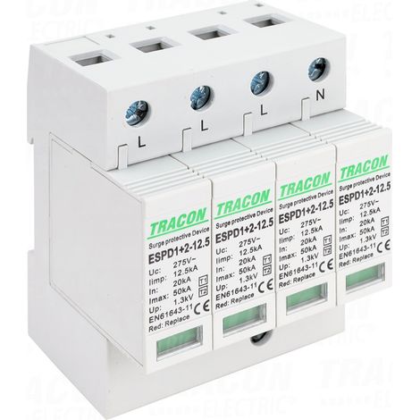 Überspannungsableiter T1+T2, AC, auswechselbare Einsätze (1/3)