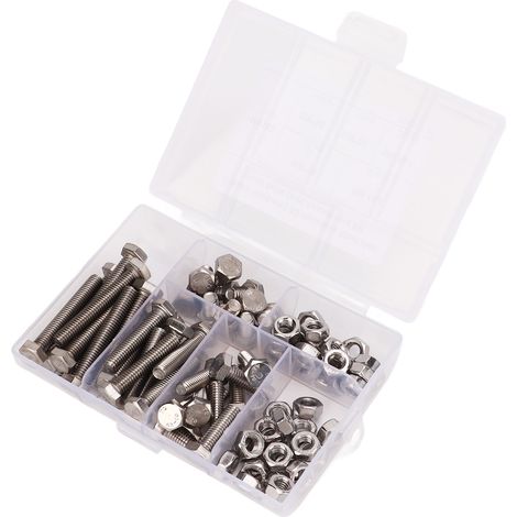Kit de 80 vis et écrous hexagonaux M6 en acier inoxydable anticorrosion et antirouille pour mobilier industriel (1/5)