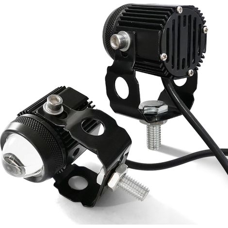 Projecteur LED Moto Double Éclairage Blanc/Ambre, Feux de Croisement et Plein Phare, Lampe Super Lumineuse Imperméable 12-36V (1/4)